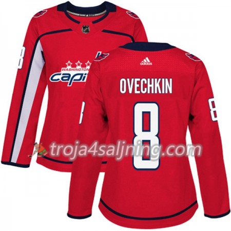 Washington Capitals tröja Alex Ovechkin 8 Röd 2017-2018 Adidas Authentic - Dame NHL Tröjor
